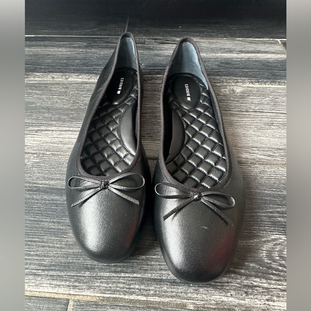 NWOT Birdies The Hummingbird Ballet Flats Black Noir Leather Size 12 - Picture 6 of 12